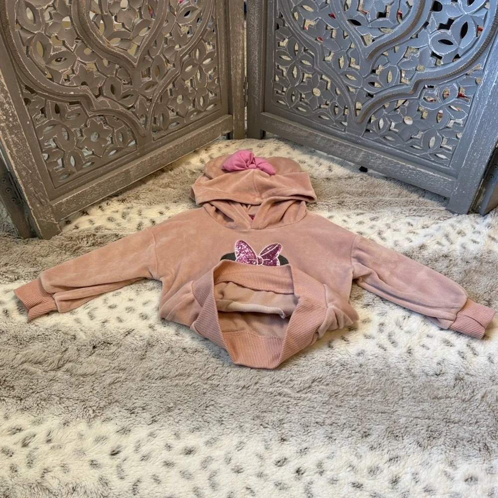 Disney Minnie Mouse pink fleece hoodie baby girls 18 months sparkly girlhoodcore